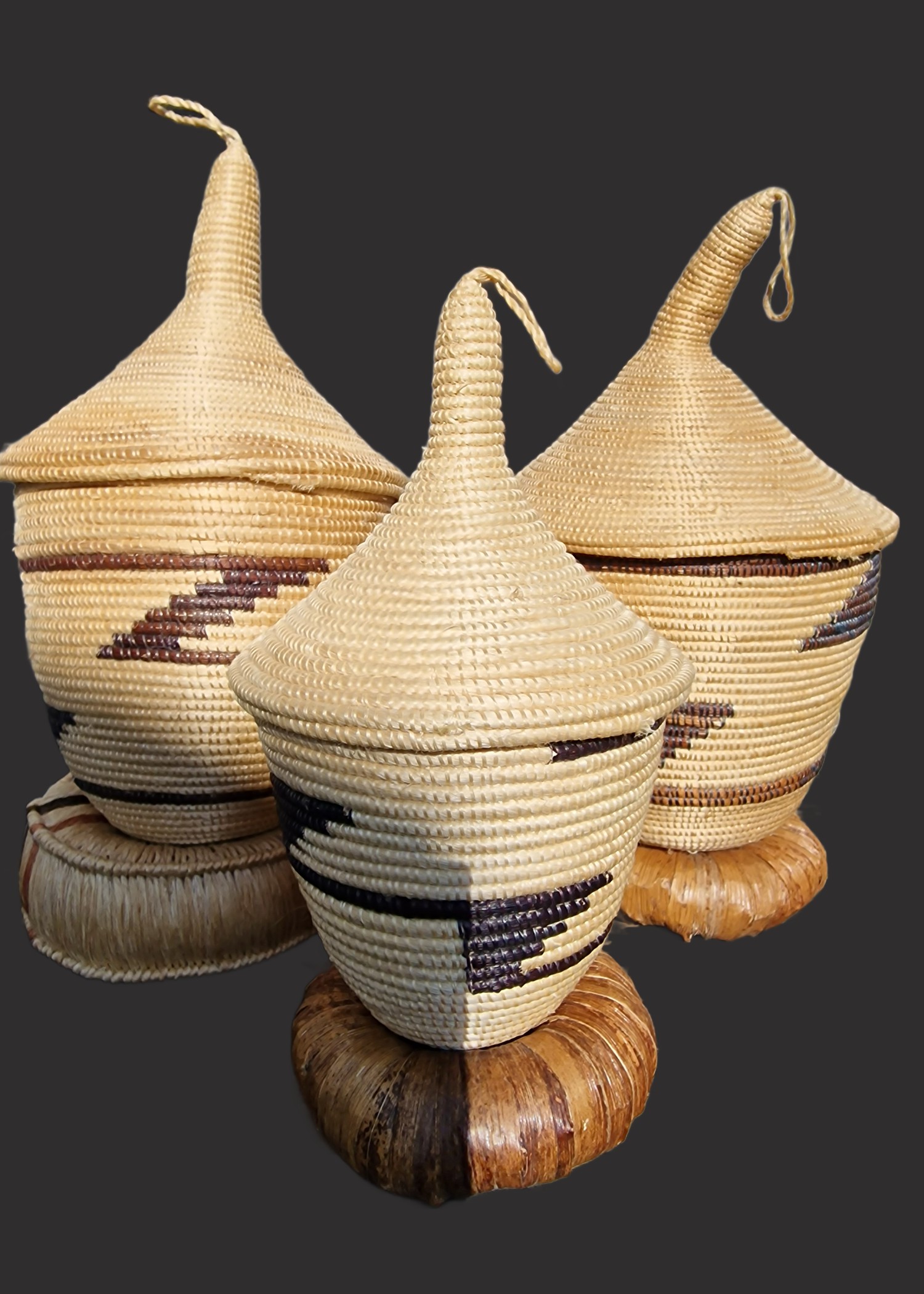 A trio of Tutsi Baskets, Burundi, East Central Africa