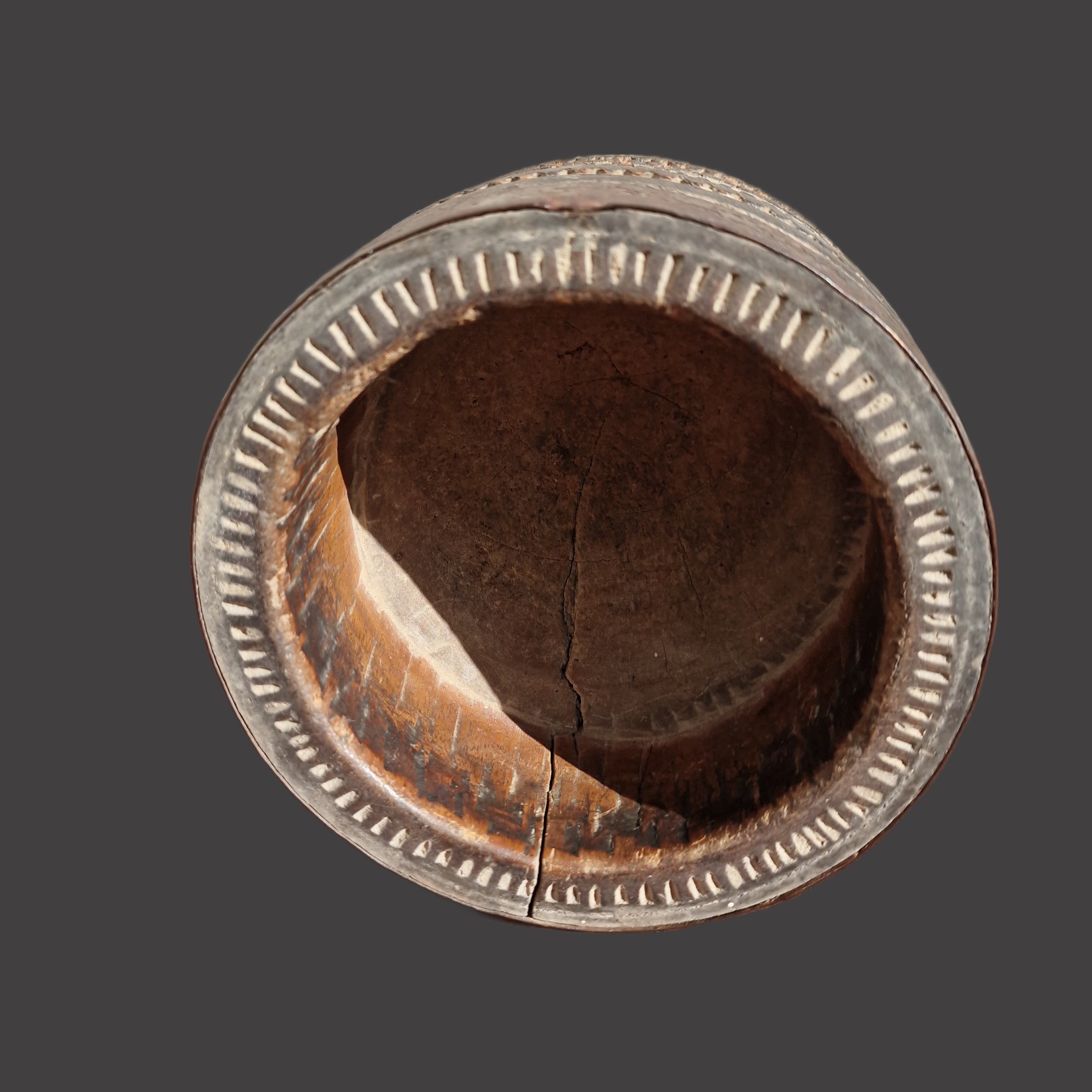Wooden Mortar Container/Vessel Africa view 2