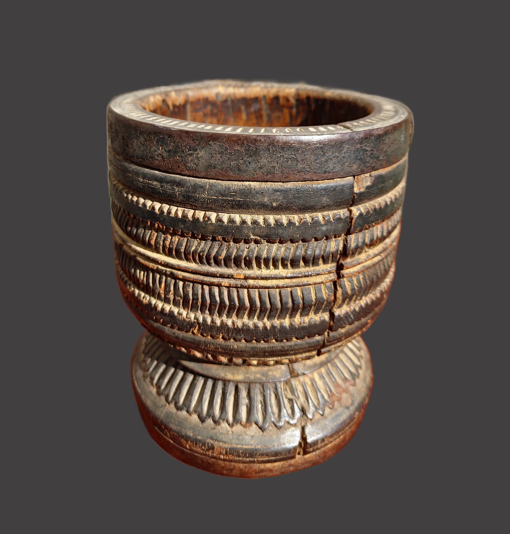 Wooden Mortar Container/Vessel Africa view 3
