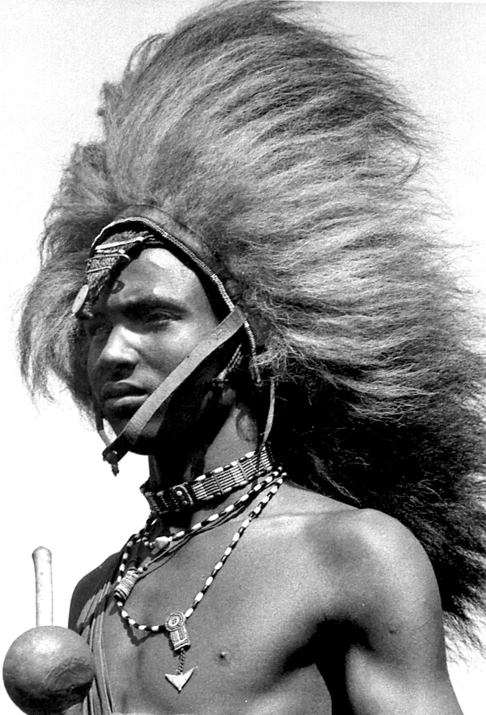 Maasai Warrior Lions Mane with Rungu - Kenya - Vanishing Africa Series, 1968