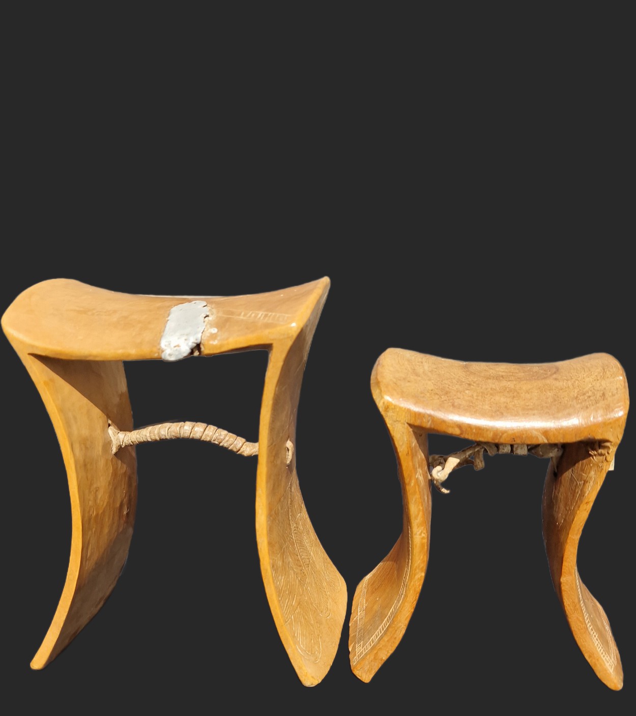 A pair of Turkana Headrest, Kenya.
