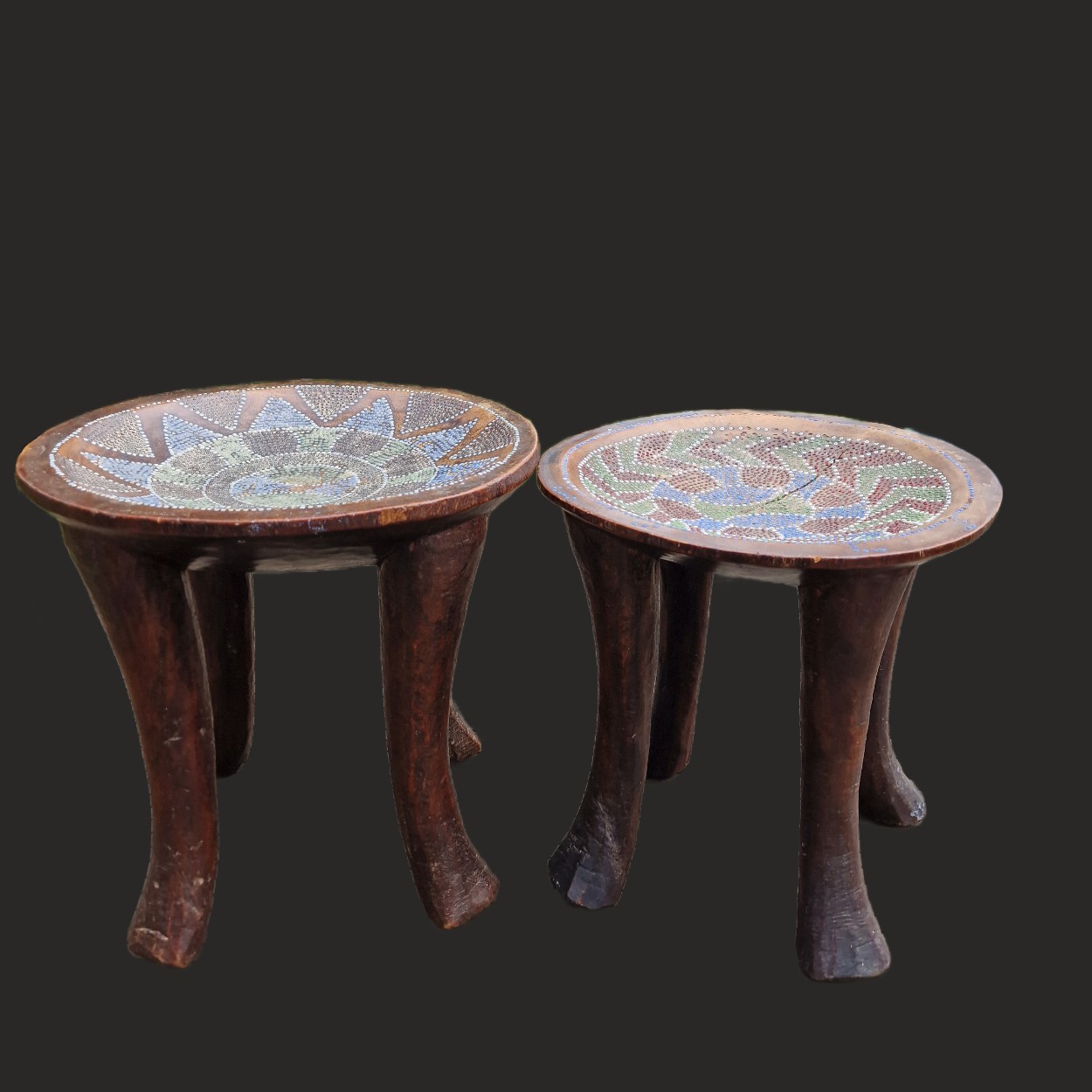 A pair of Kamba Stool, Kenya.