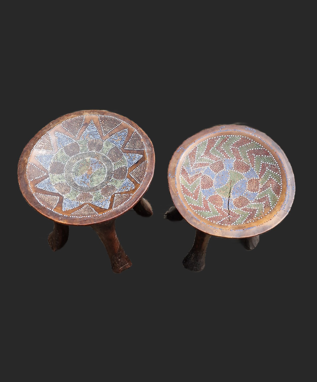 A pair of Kamba Stool, Kenya. view 2