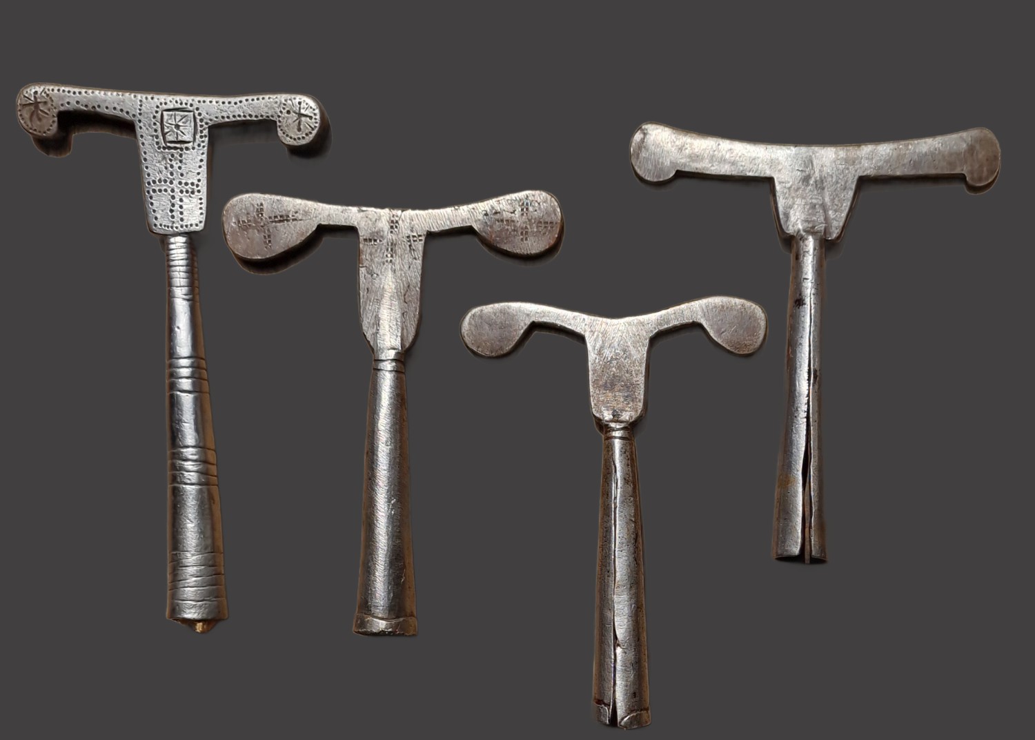 Orthodox Christian Vintage Mequamia Prayer Staff – Hand-Carved Ethiopian Metal Liturgical Staffs (Set of 4).