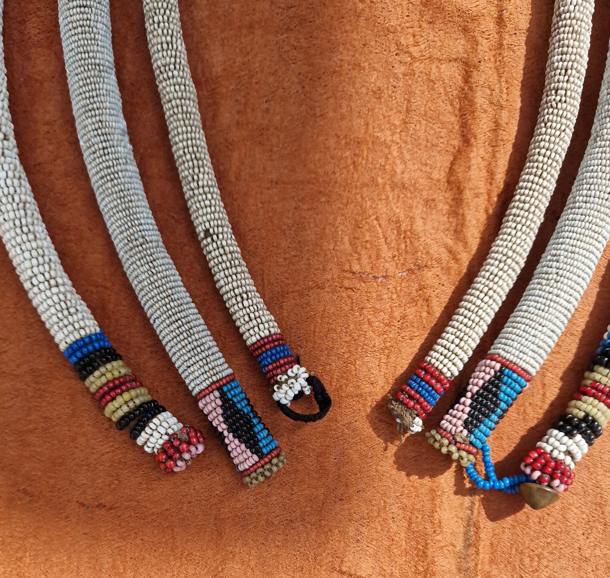 Mid-20th Century Zulu Beaded Necklace Trio – South African Handmade Jewelry. view 2