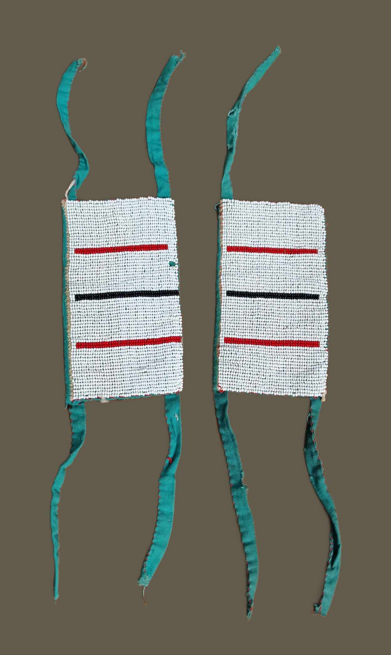 Pair Zulu Beaded Calf Ornaments , South Africa.