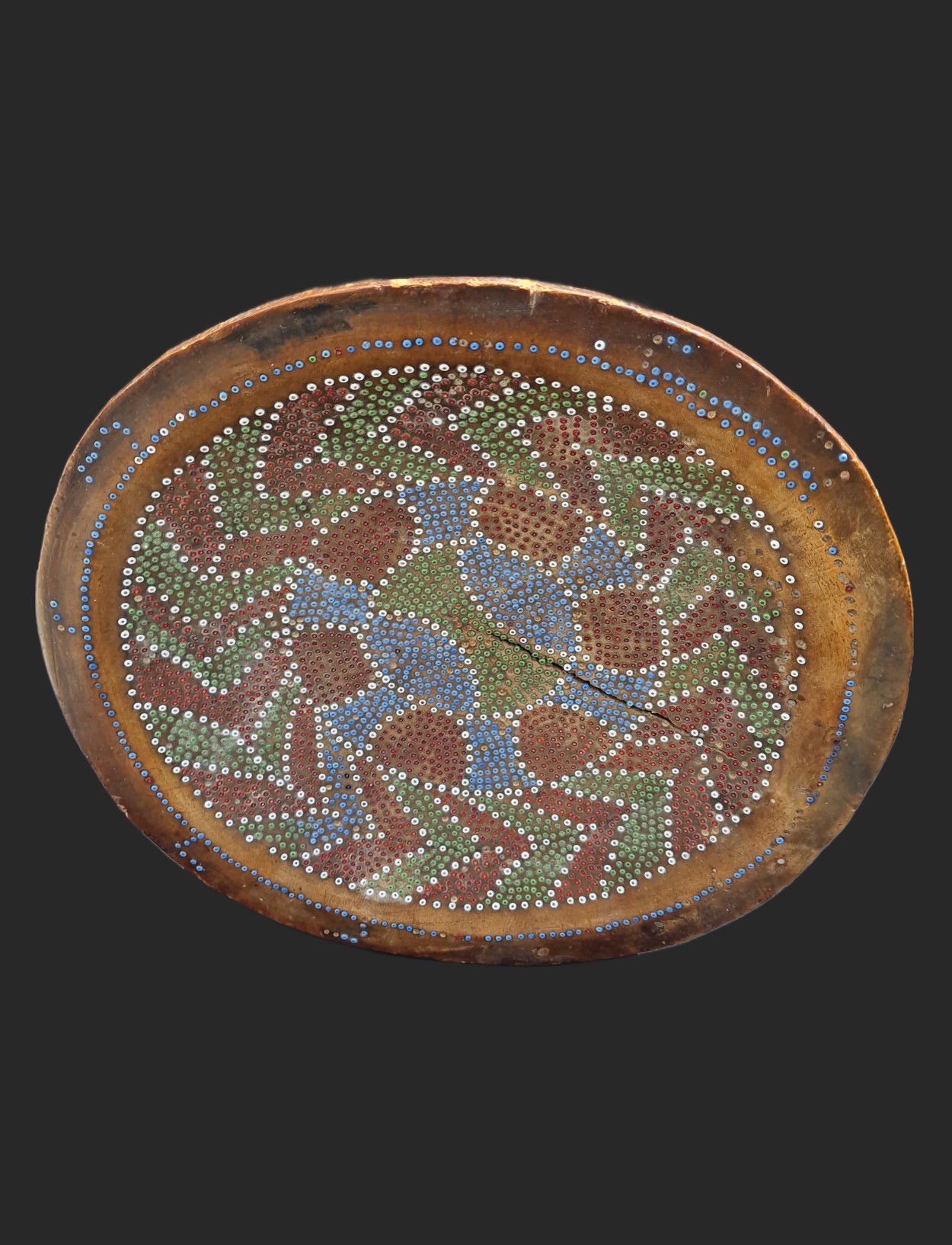 Mid-20th Century Kamba Stool – Hand-Carved with Glass Bead Inlays. view 2
