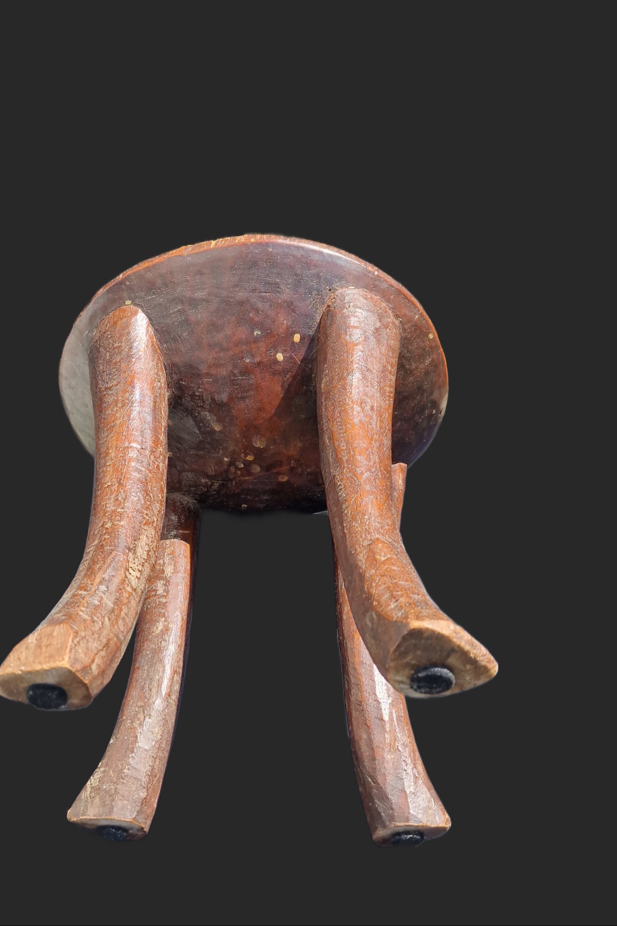Mid-20th Century Kamba Stool – Hand-Carved with Glass Bead Inlays. view 3