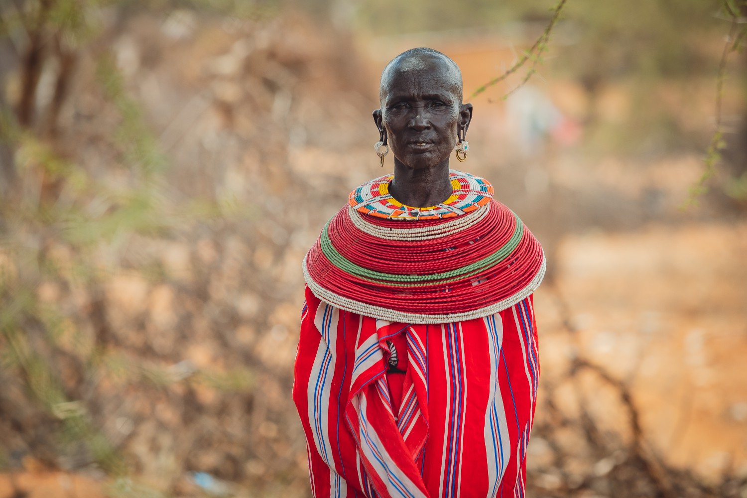  Timeless Samburu Wisdom: Age and Tradition in Elegant Red Beadwork.