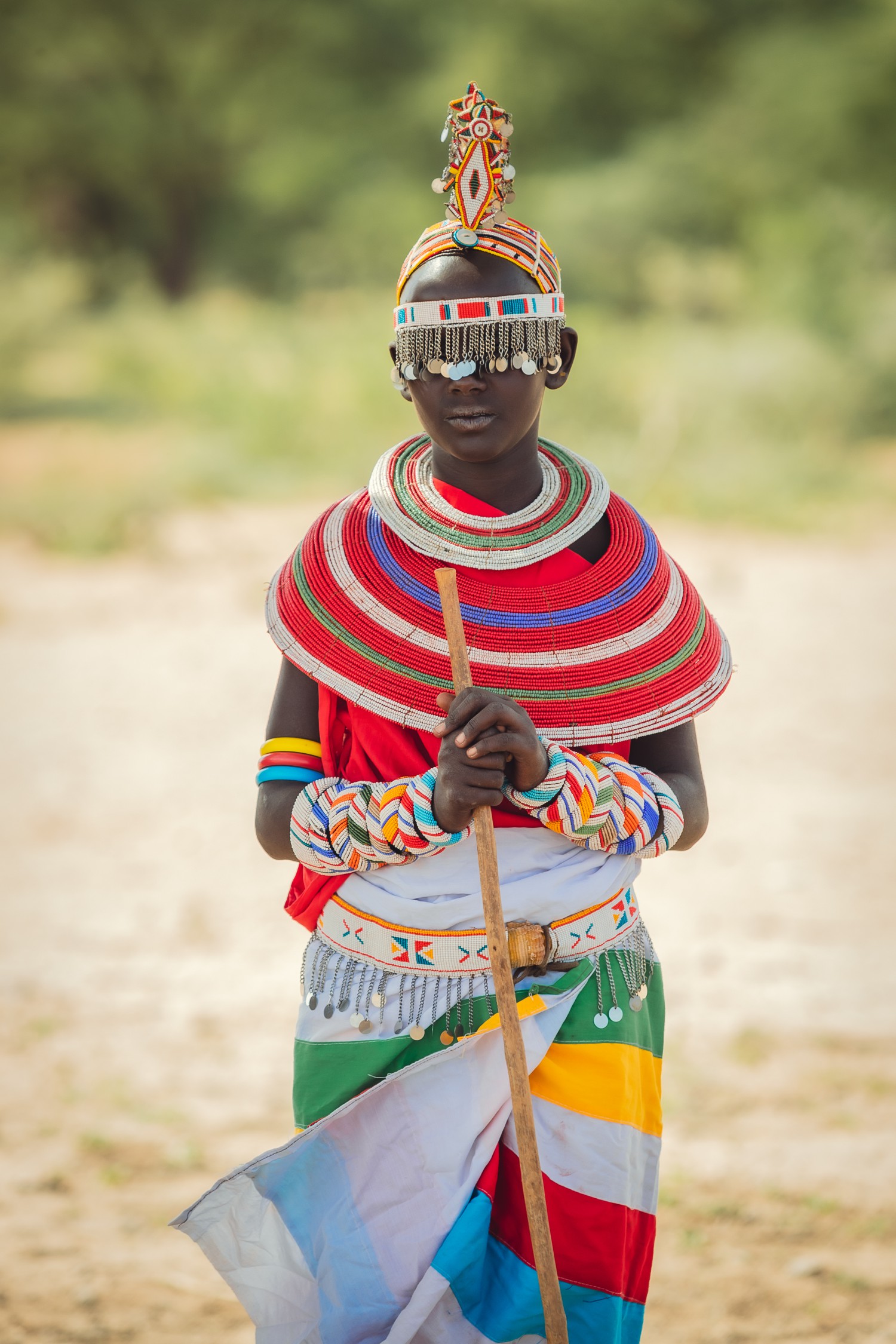 Total Adornment: Young Samburu Boy Showcasing Heritage and Evolving Identity Today.