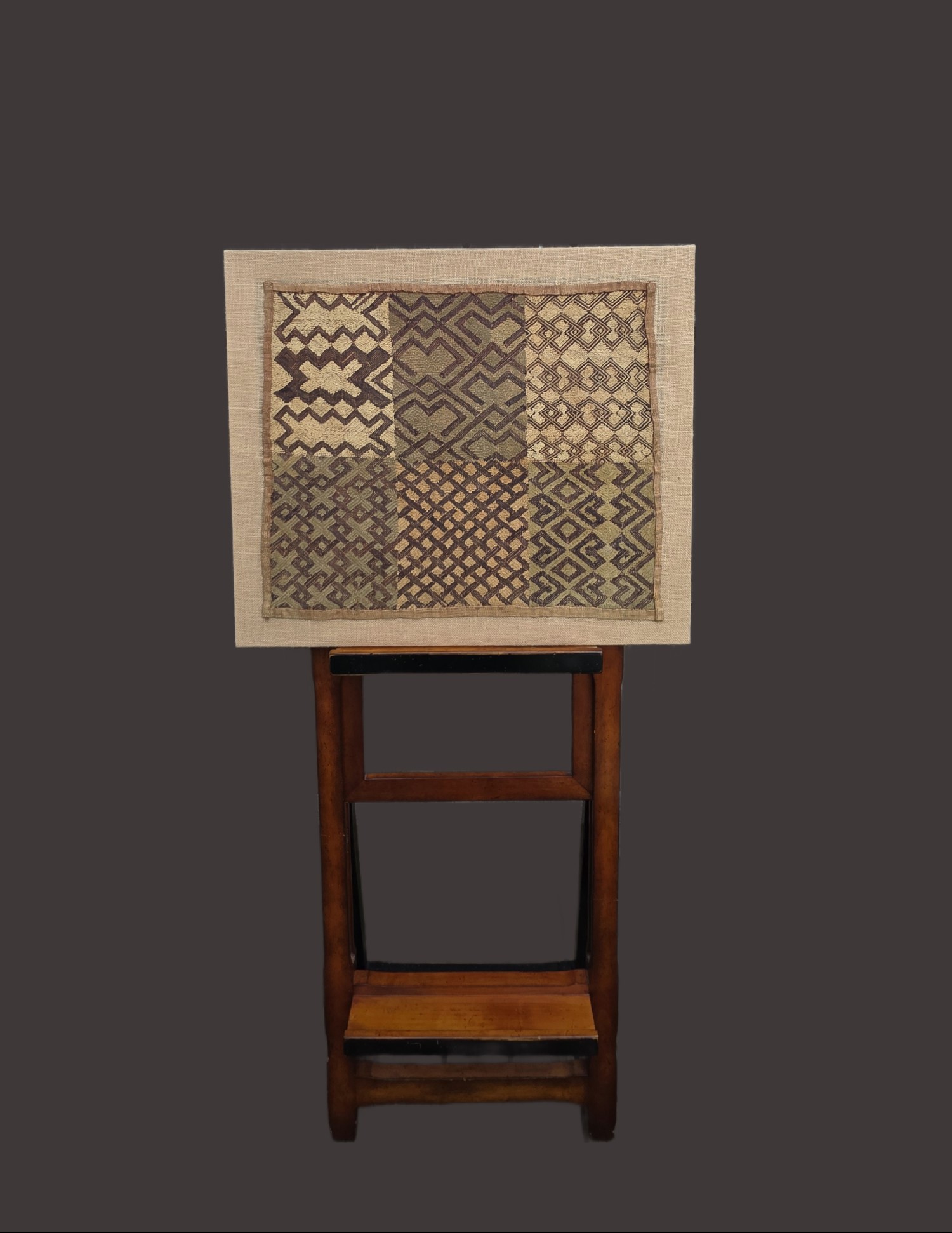 Vintage Kuba Panel from Congo – Raffia Palm Fibre Textile Art 